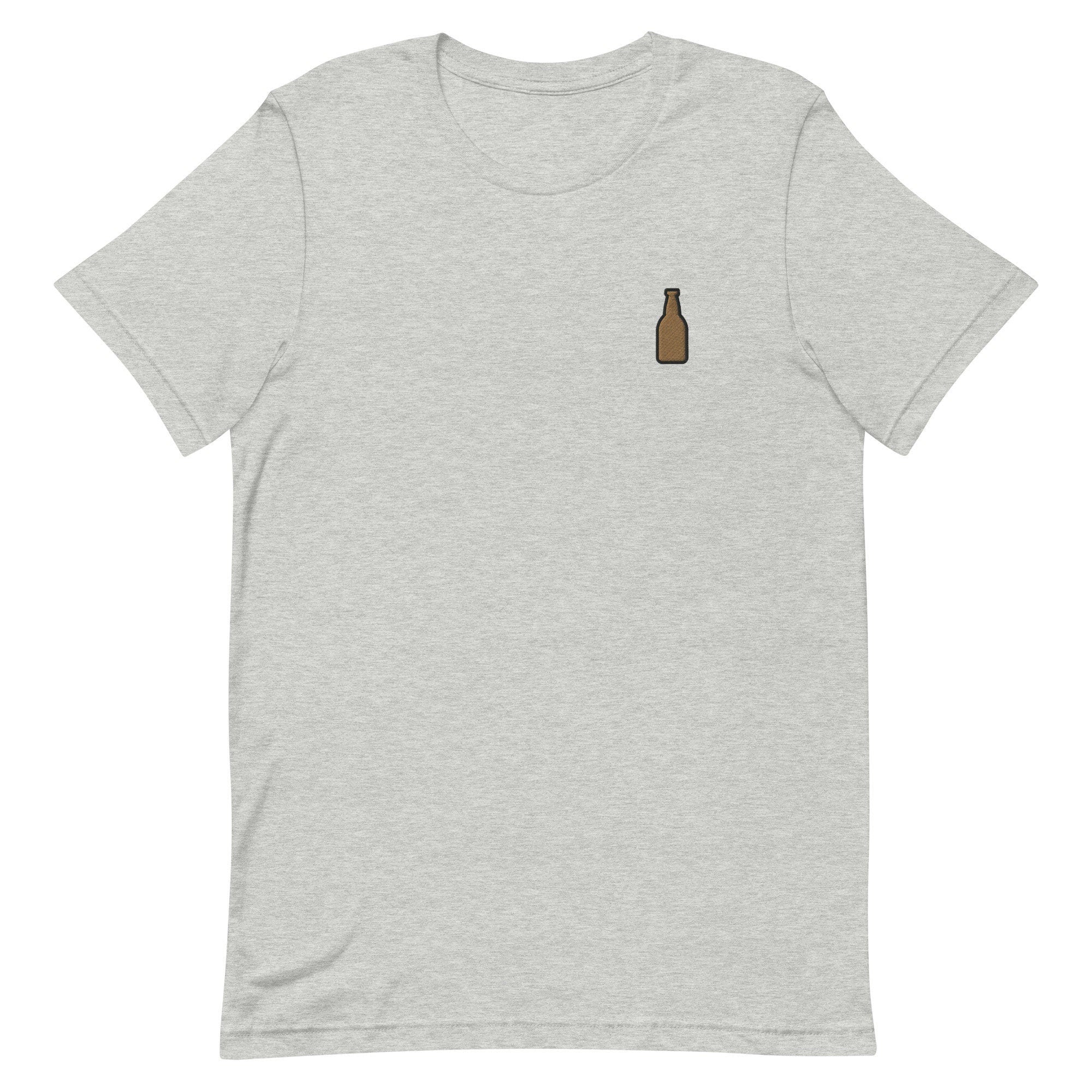 Beer Bottle Premium Men's T-Shirt, Embroidered Men's T-Shirt Gift for Boyfriend, Men's Short Sleeve Shirt - Multiple Colors