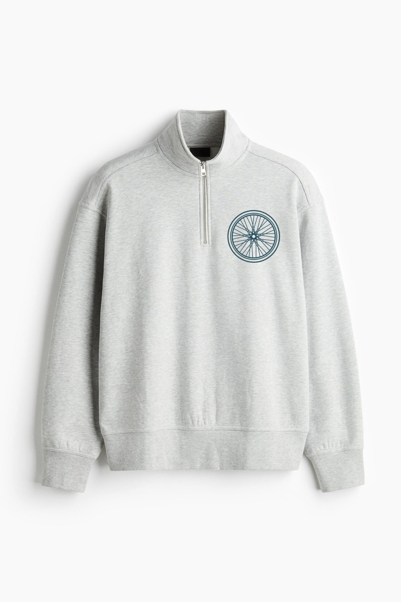 Bicycle Wheel Stroke Loose-Fit Sweatshirt Collar Jacket