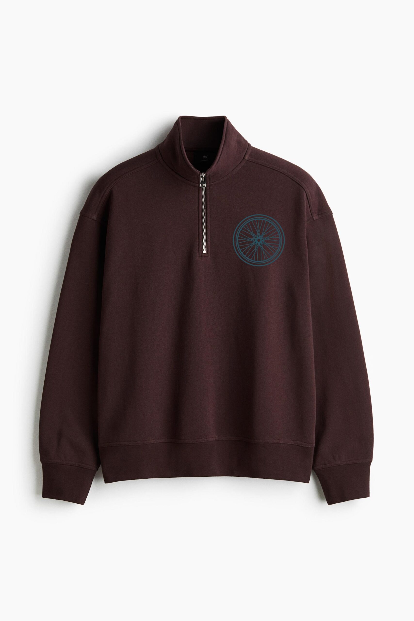 Bicycle Wheel Stroke Loose-Fit Sweatshirt Collar Jacket - Image 3
