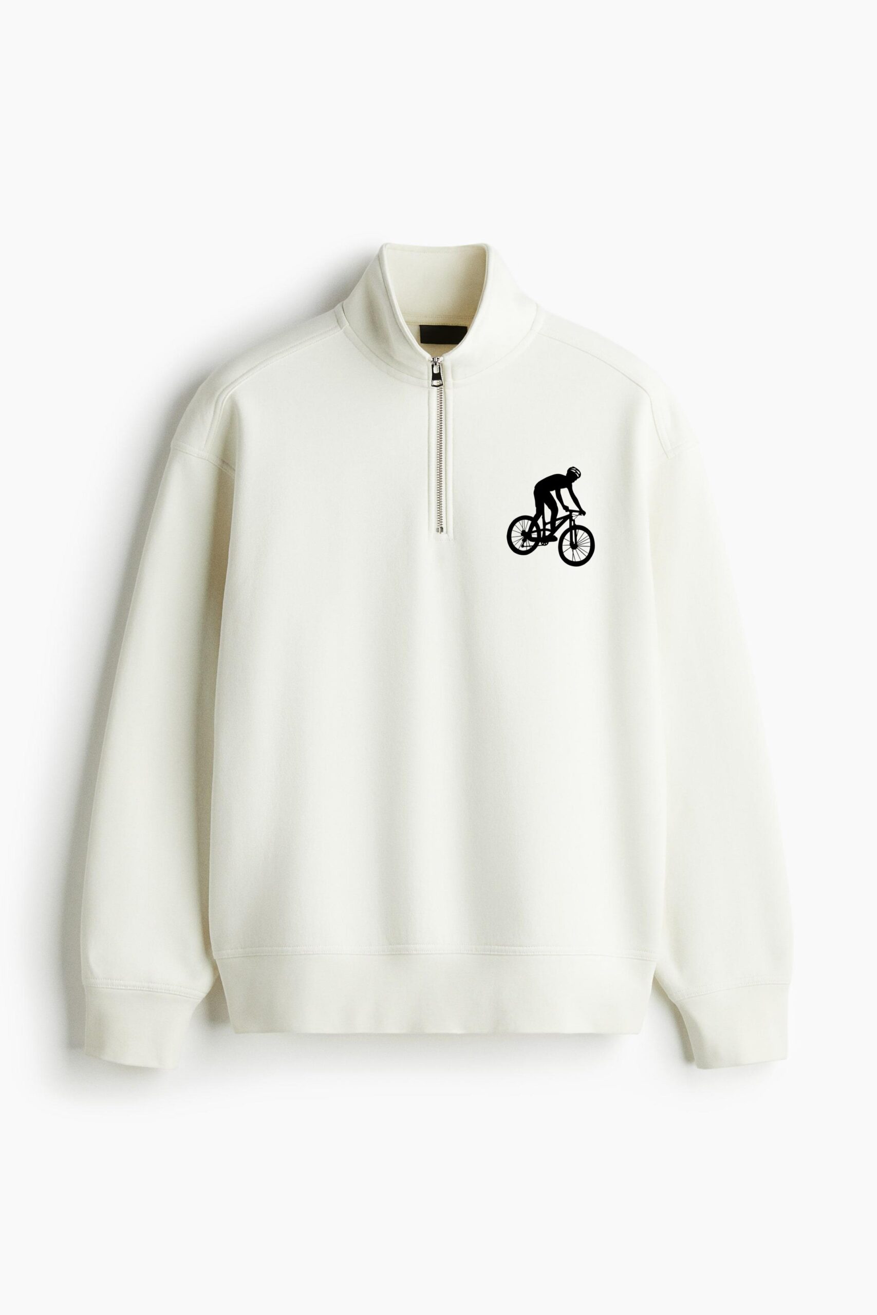 Bike Silhouette Boy Loose-Fit Sweatshirt Collar Jacket - Image 2