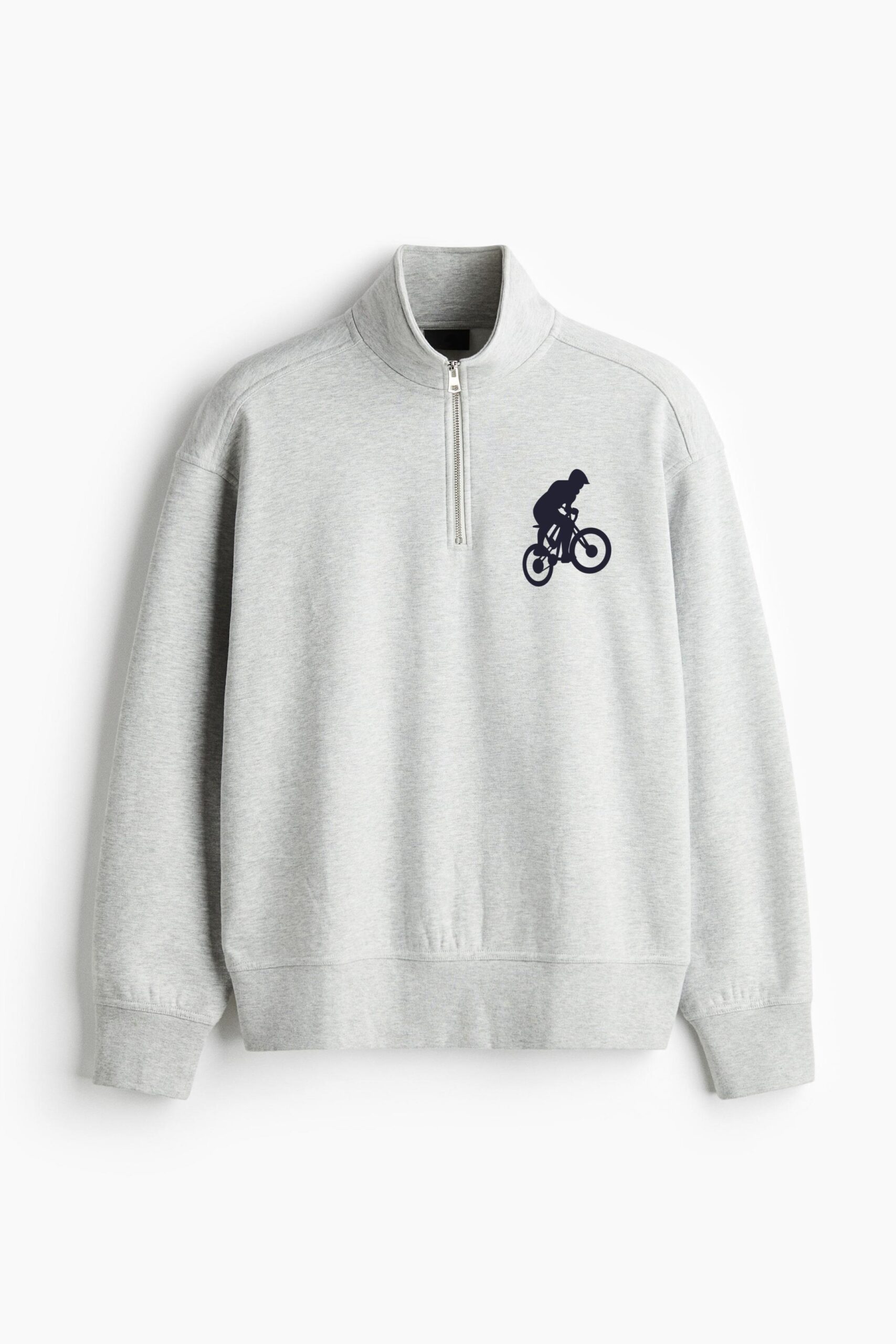 Bmx Bike Sport Silhouette Loose-Fit Sweatshirt Collar Jacket