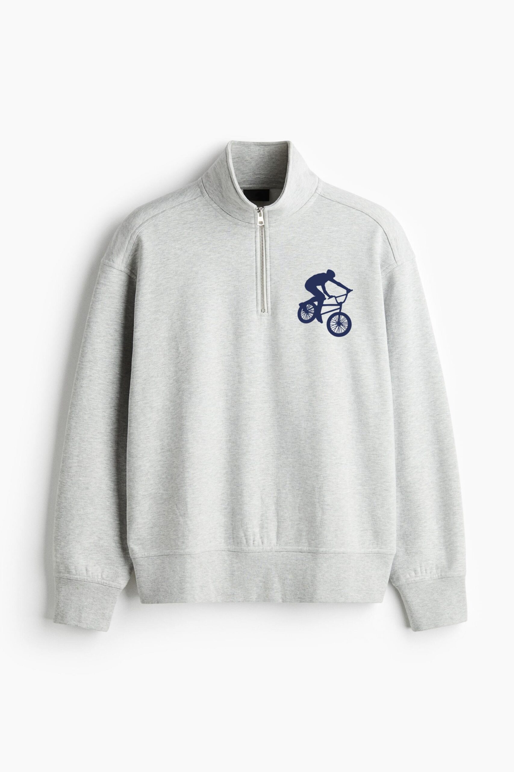 Bmx Silhouette Boy Riding Loose-Fit Sweatshirt Collar Jacket
