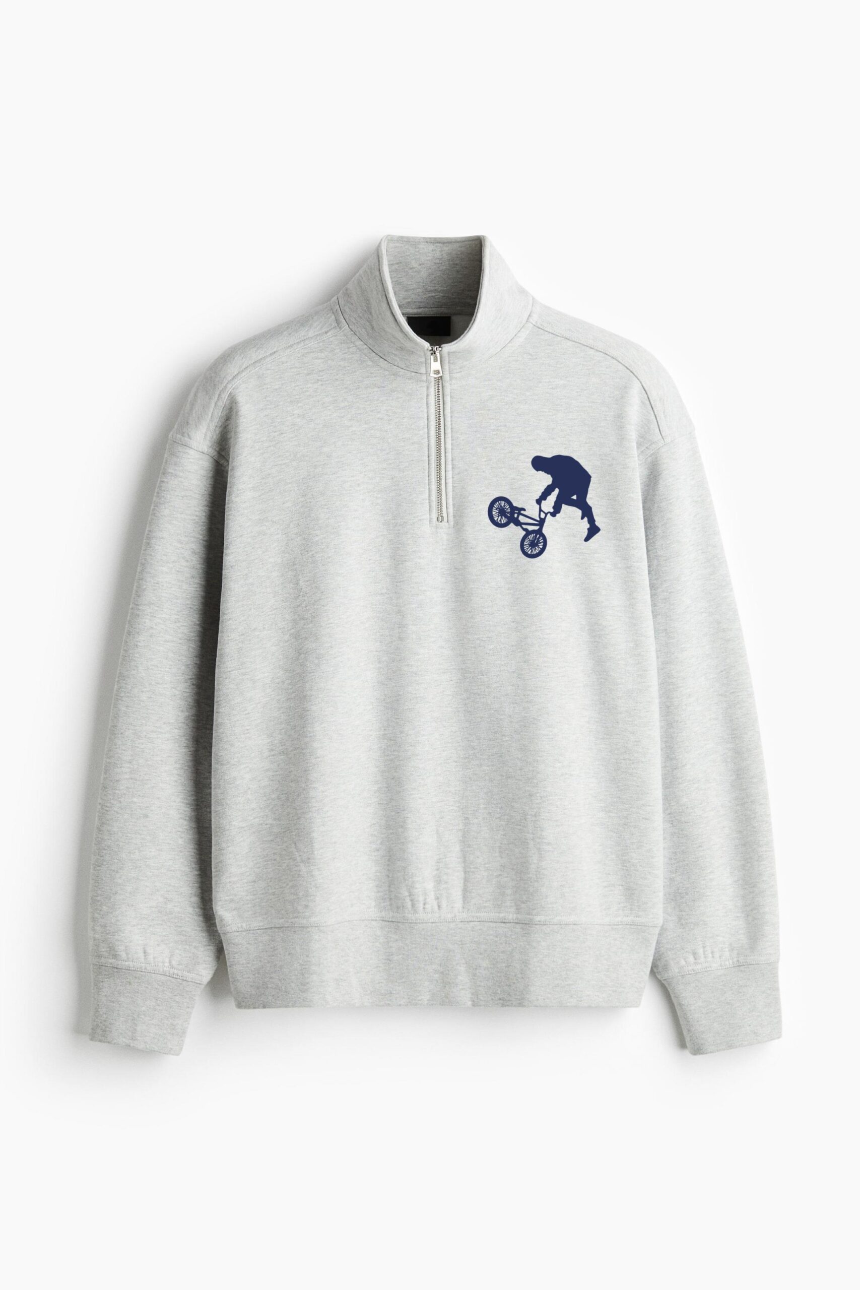 Boy Silhouette Practicing Bmx Loose-Fit Sweatshirt Collar Jacket