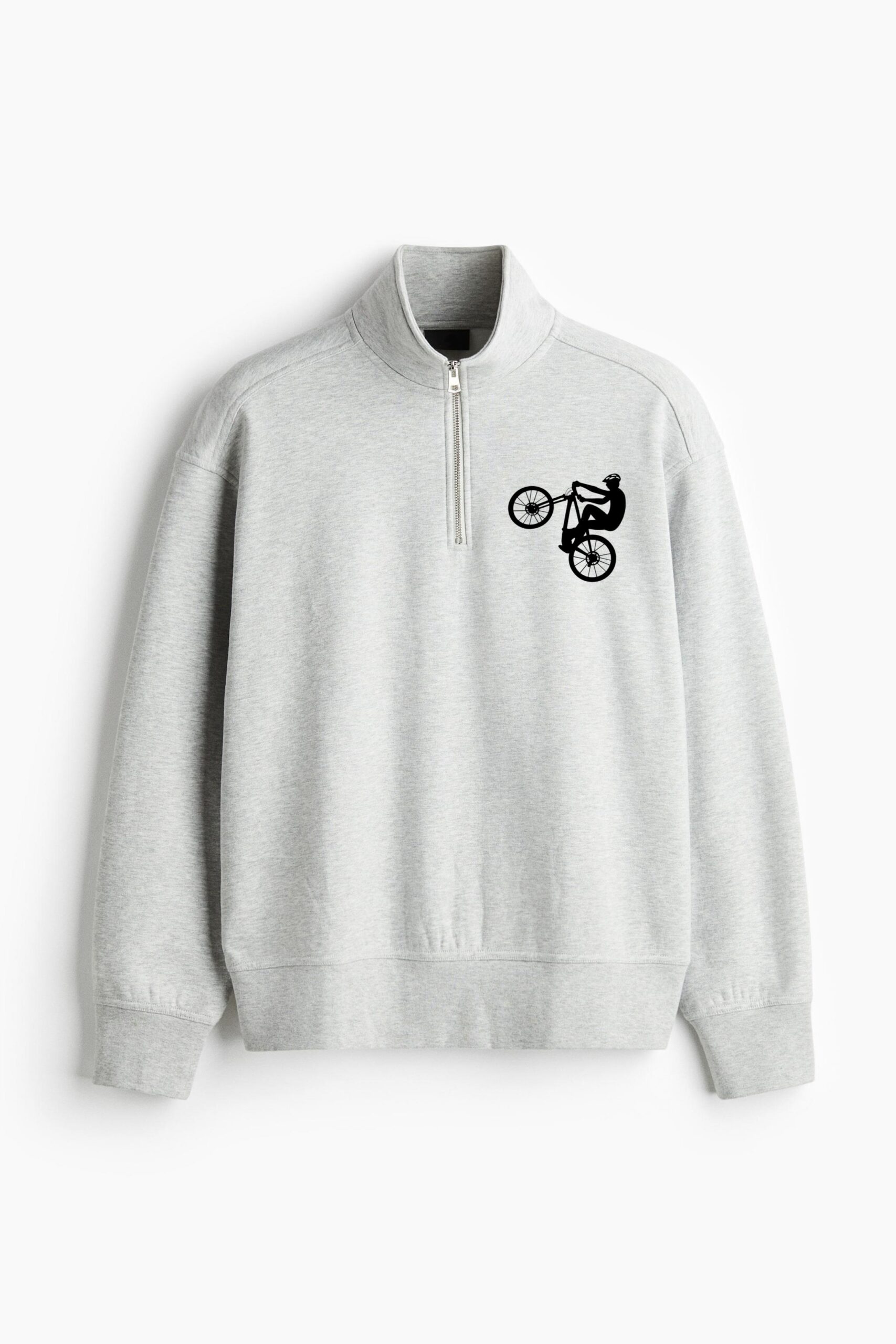 Boy Silhouette Riding Bicycle Loose-Fit Sweatshirt Collar Jacket