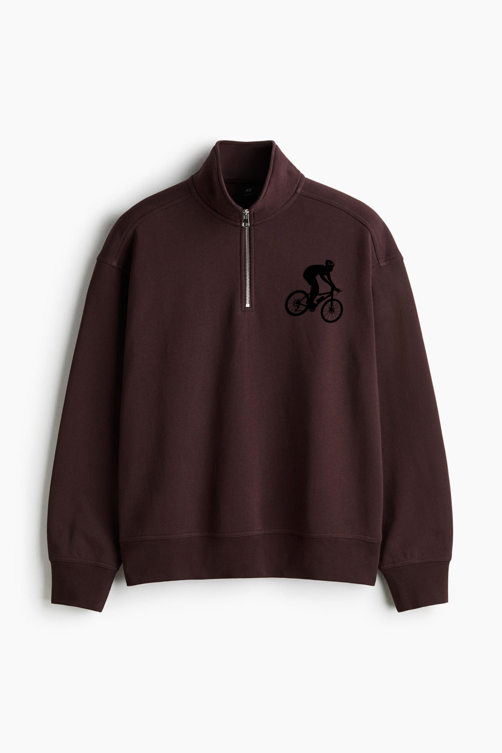 Boy Silhouette Riding Bike Loose-Fit Sweatshirt Collar Jacket - Image 3
